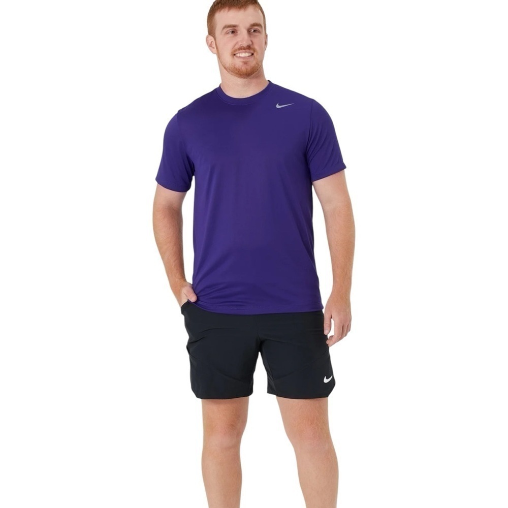 Nike Men's Team Legend Crew Short Sleeve Purple/Silver NWT - Picture 3 of 8